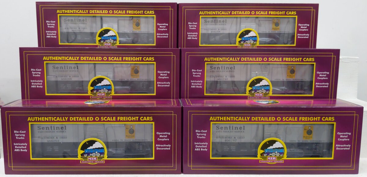 MTH 20-90632 O Gauge Baltimore & Ohio 40' AAR Boxcar Set (6) LN/Box