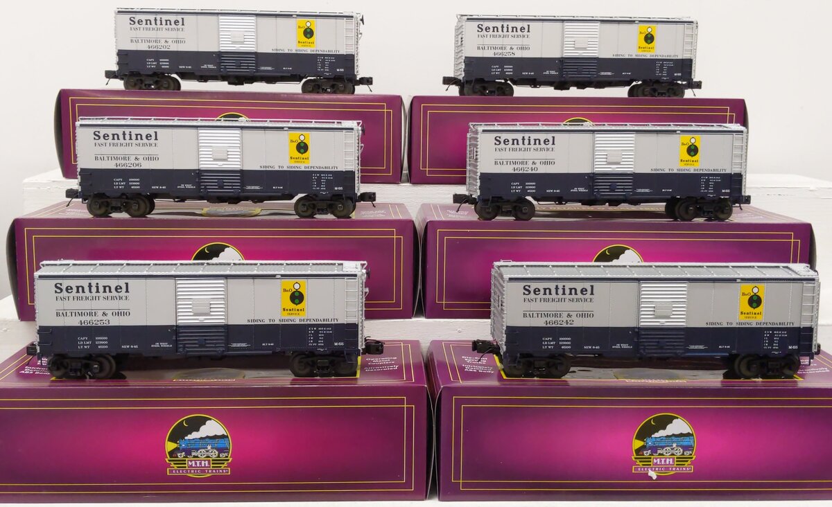 MTH 20-90632 O Gauge Baltimore & Ohio 40' AAR Boxcar Set (6) LN/Box