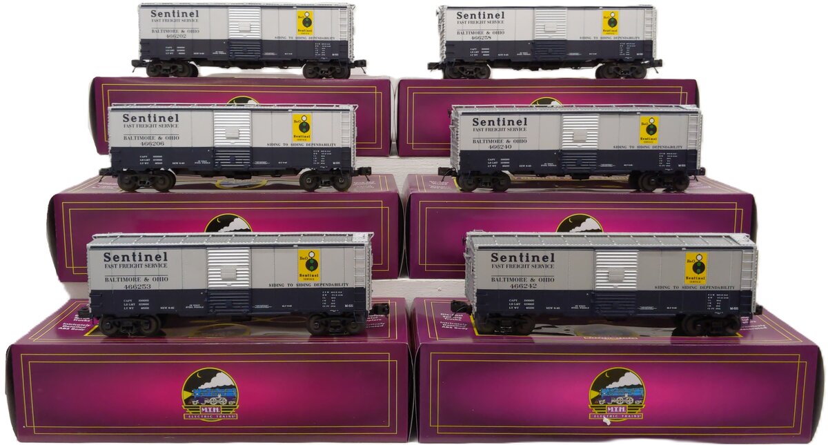 MTH 20-90632 O Gauge Baltimore & Ohio 40' AAR Boxcar Set (6) LN/Box