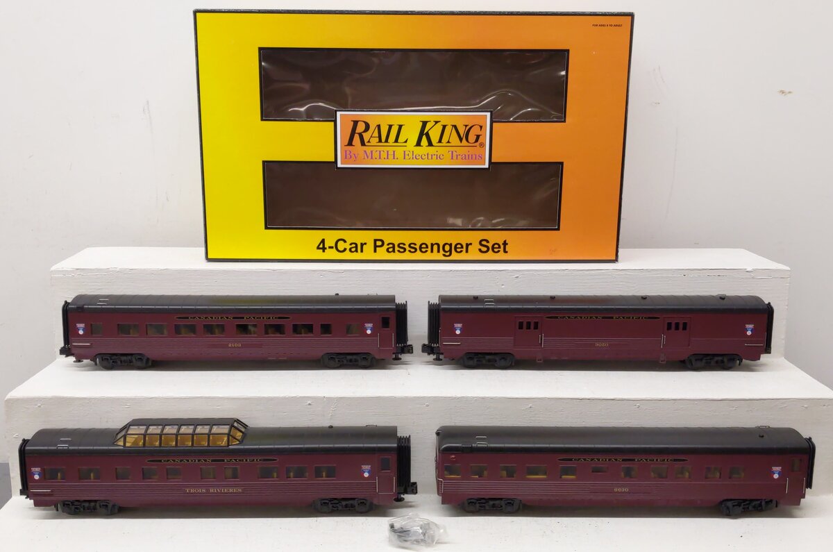 MTH 30-6730 O Canadian Pacific RailKing 60' Streamlined Passenger Set (Set of 4) LN/Box