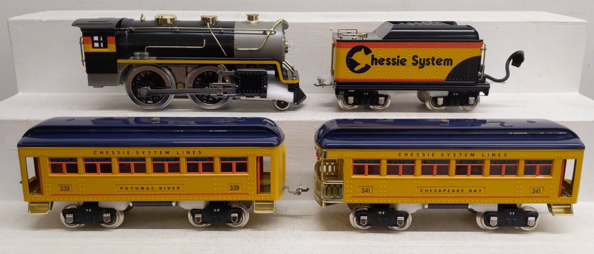 MTH 10-1236-1 Std. Gauge Tinplate Chessie System Steam Passenger Set w/PS2 #384 EX/Box