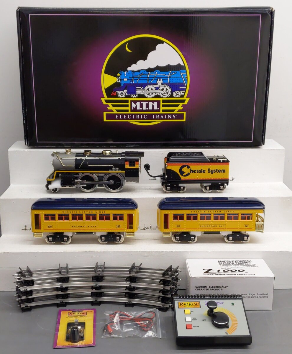 MTH 10-1236-1 Std. Gauge Tinplate Chessie System Steam Passenger Set w/PS2 #384 EX/Box