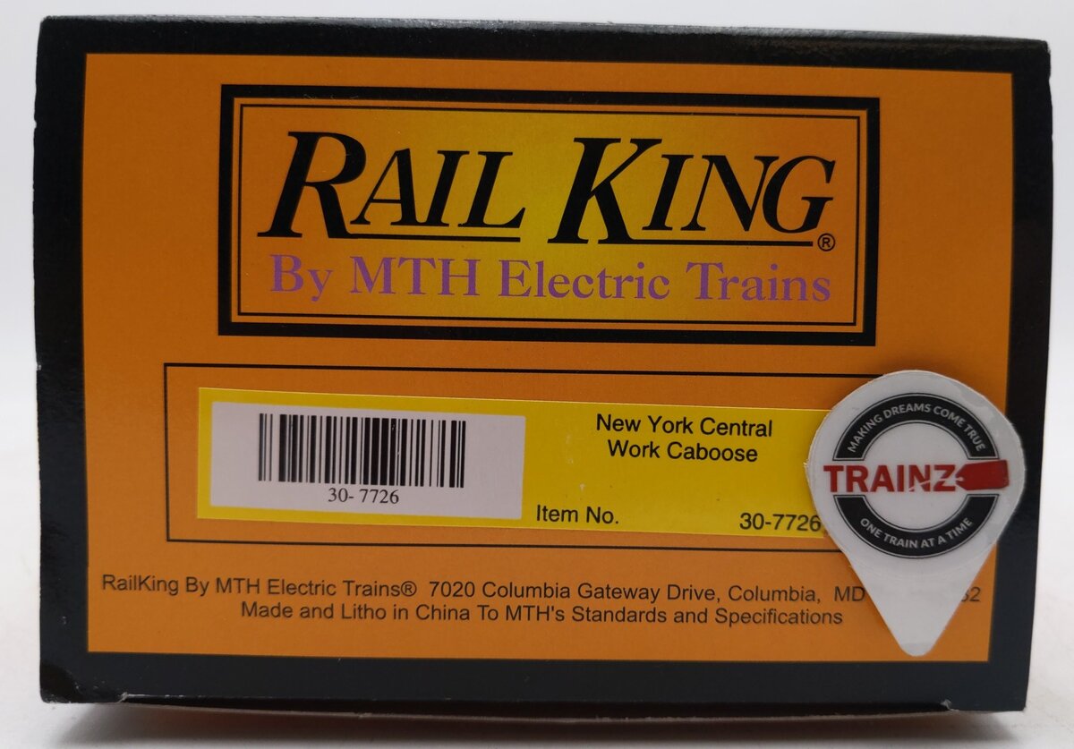 MTH 30-7726 O Gauge New York Central Work Caboose #18087 LN/Box