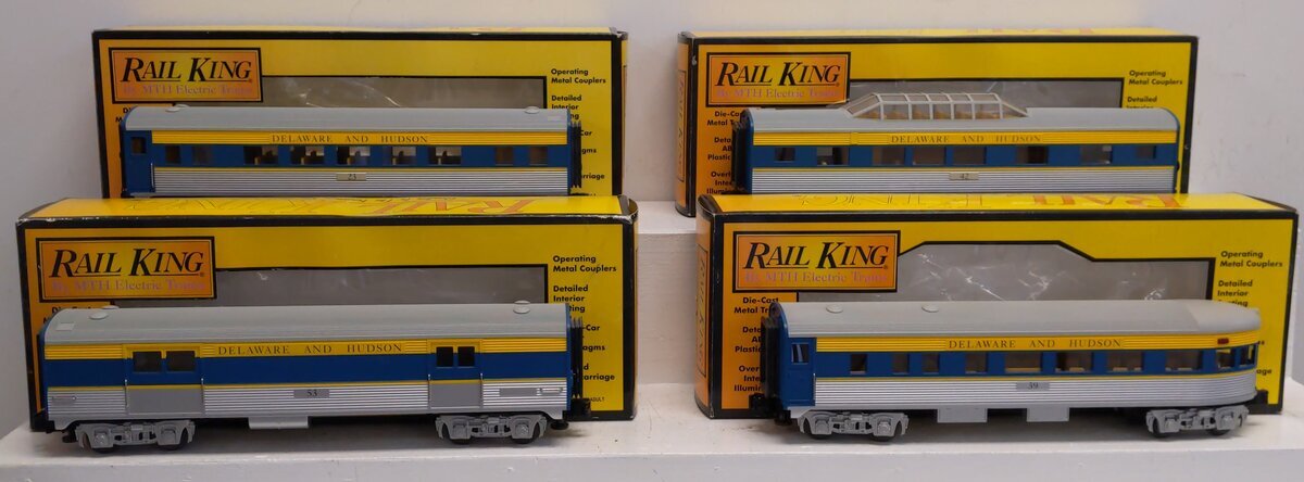MTH 30-6098 O Delaware & Hudson O-27 Streamlined Passenger Car Set (Set of 4) LN/Box