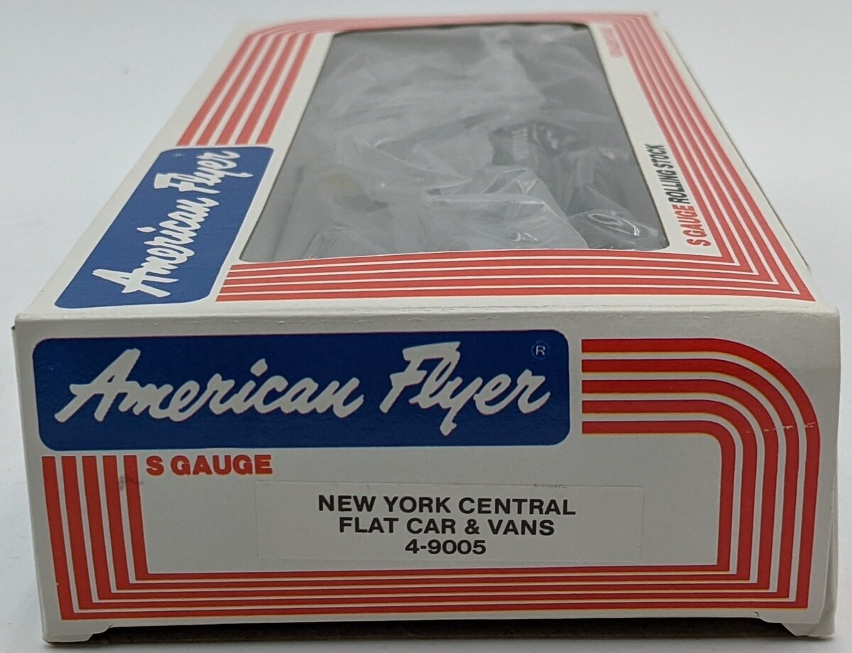 American Flyer 4-9005 S Gauge New York Central Flatcar with Vans NIB