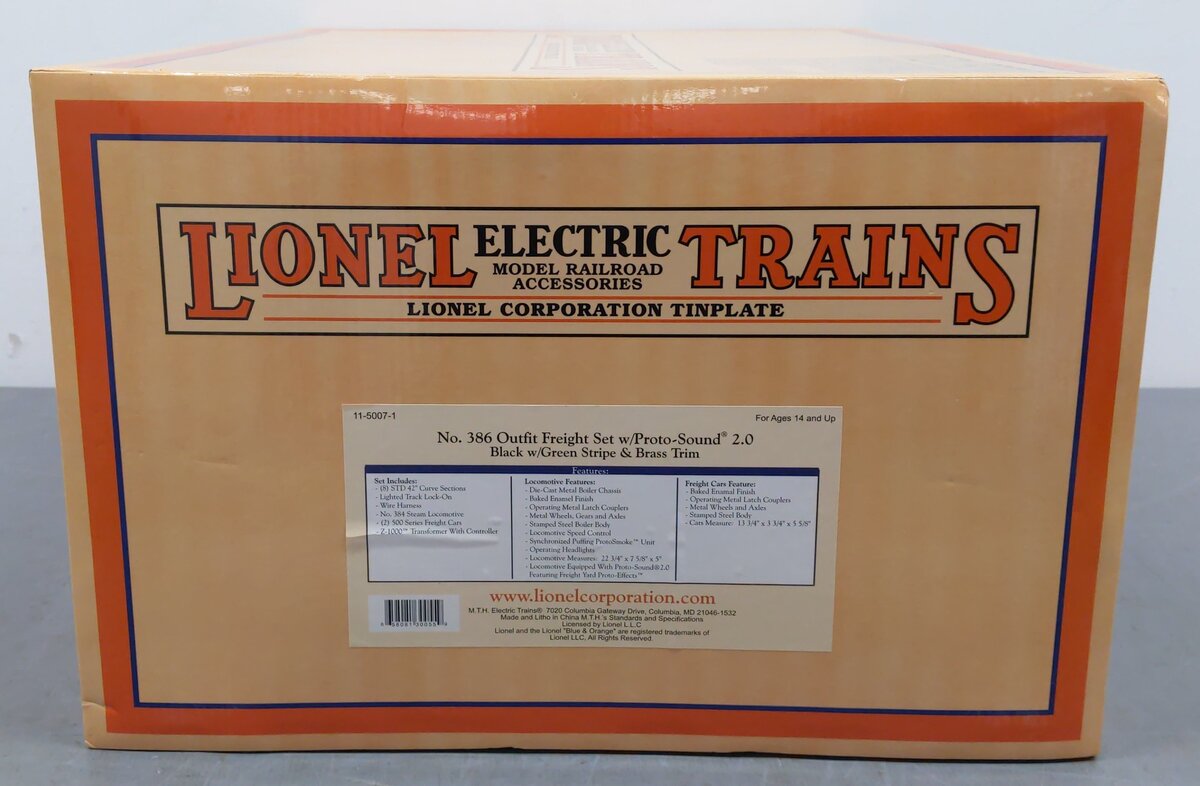 Lionel 11-5007-1 Lionel Lines Black/Brn #386 Outfit Freight Set EX/Box
