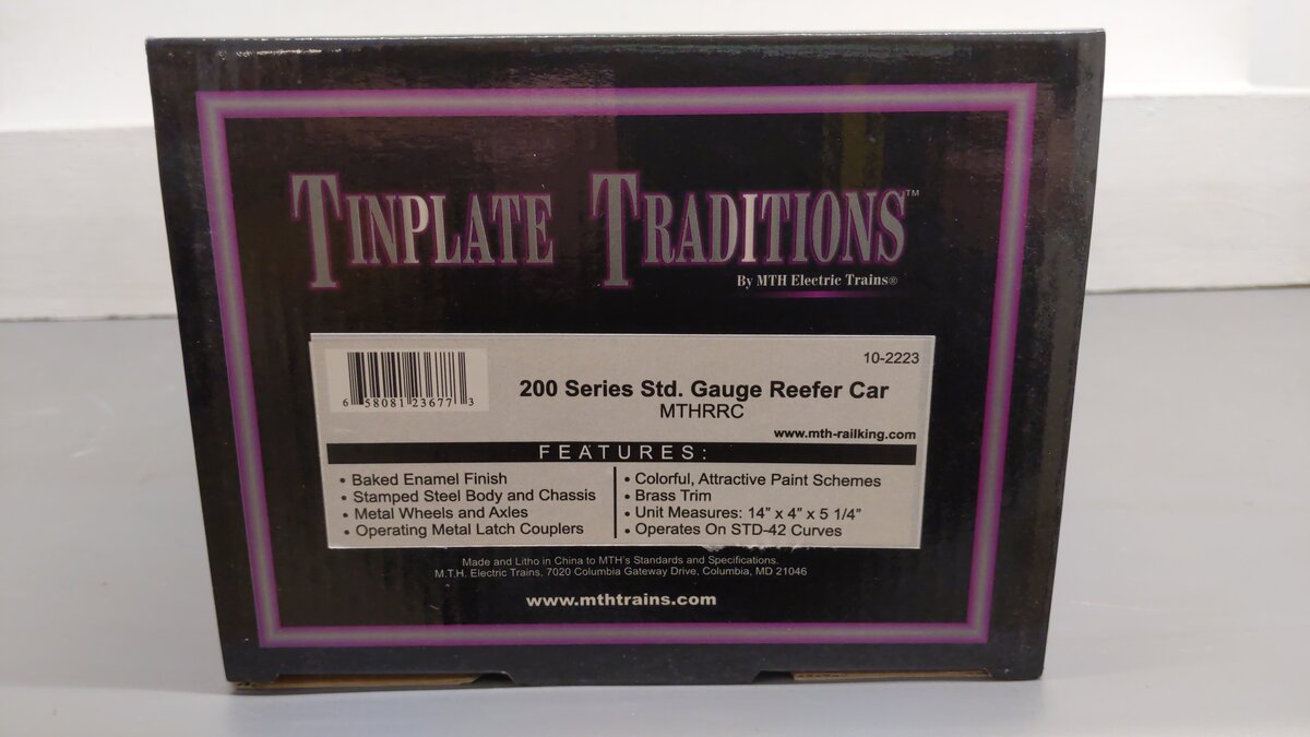 MTH 10-2223 Standard Gauge MTHRRC 200 Series Reefer Car EX/Box