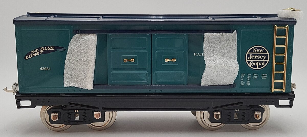 MTH 11-30147 Std. Gauge 214 Jersey Central Blue Comet Tinplate Box Car #42981 NIB
