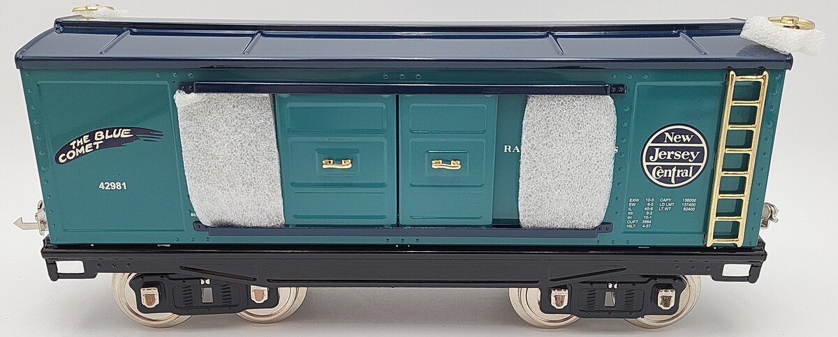 MTH 11-30147 Std. Gauge 214 Jersey Central Blue Comet Tinplate Box Car #42981 NIB