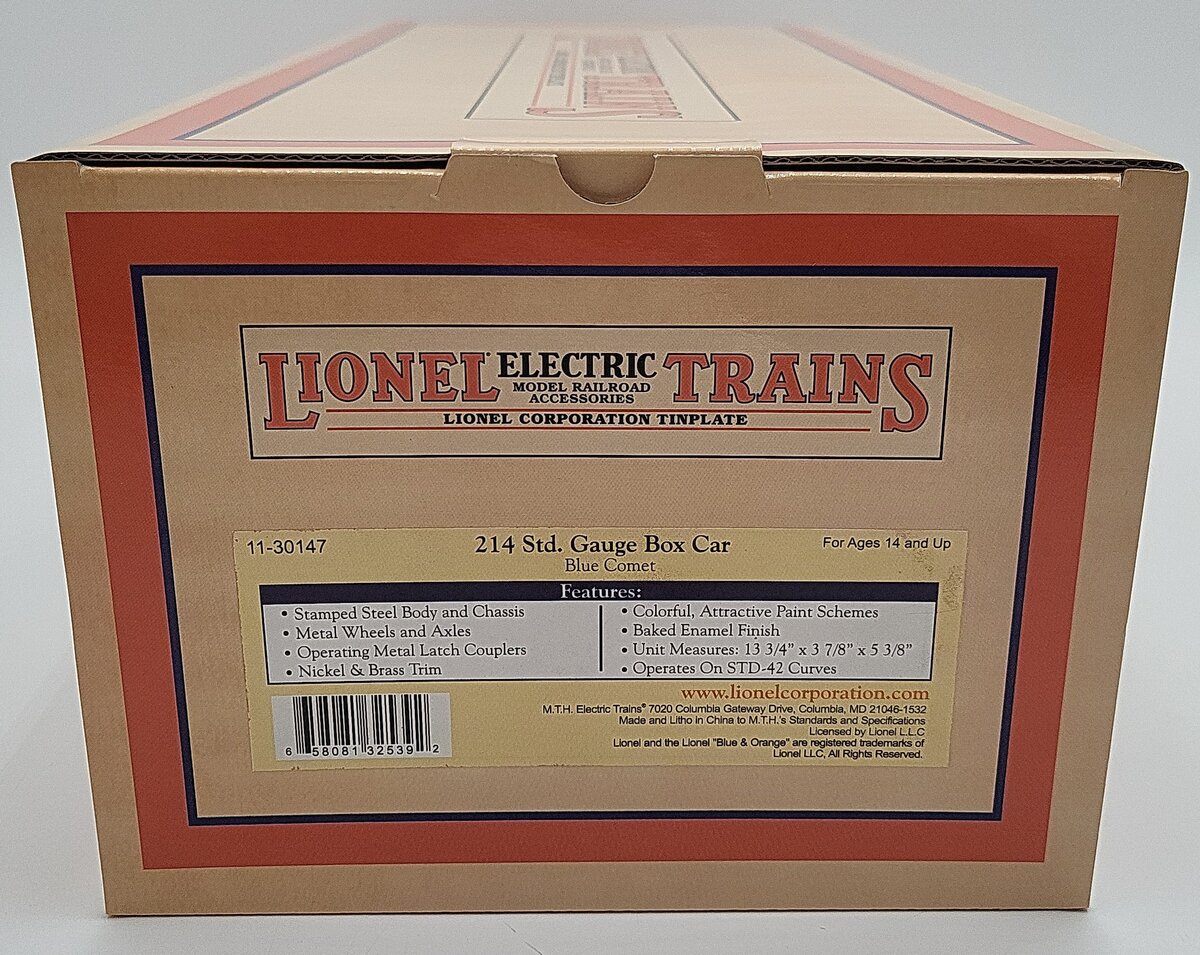 MTH 11-30147 Std. Gauge 214 Jersey Central Blue Comet Tinplate Box Car #42981 NIB