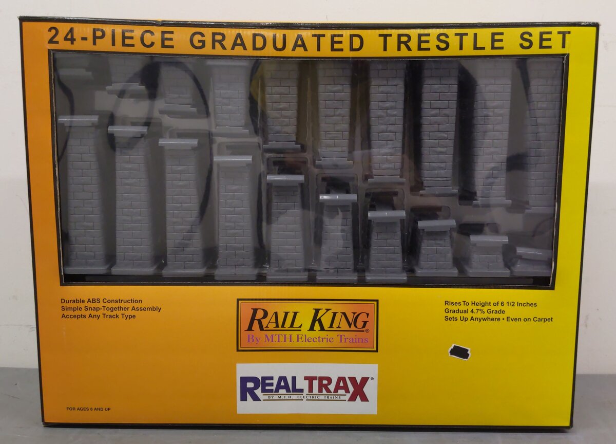 MTH 40-1033 O RealTrax - 24-Piece Graduated Trestle System Set LN/Box