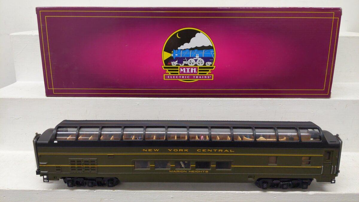 MTH 20-67257 O Gauge New York Central "Marion Heights" Vista Dome Passenger Car EX/Box