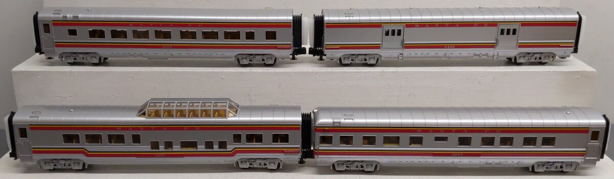MTH 30-6705 O Santa Fe 60' Streamlined Passenger Car Set (Set of 4) EX/Box