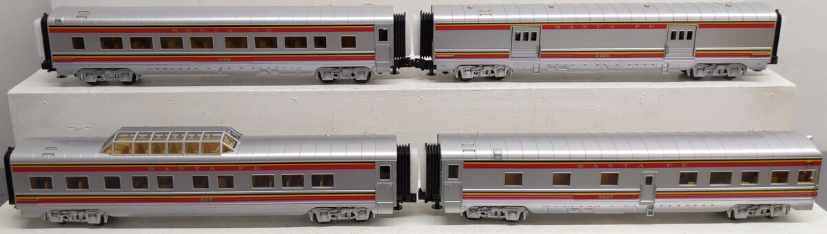 MTH 30-6705 O Santa Fe 60' Streamlined Passenger Car Set (Set of 4) EX/Box