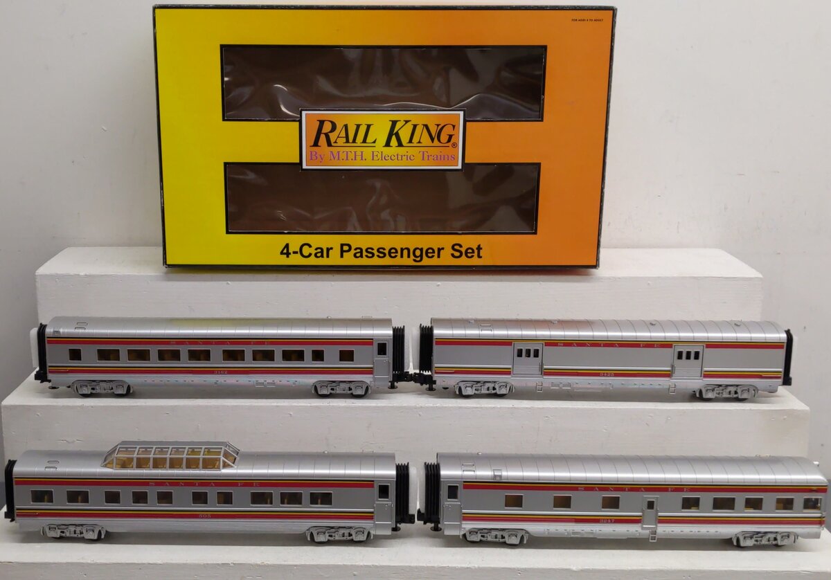 MTH 30-6705 O Santa Fe 60' Streamlined Passenger Car Set (Set of 4) EX/Box