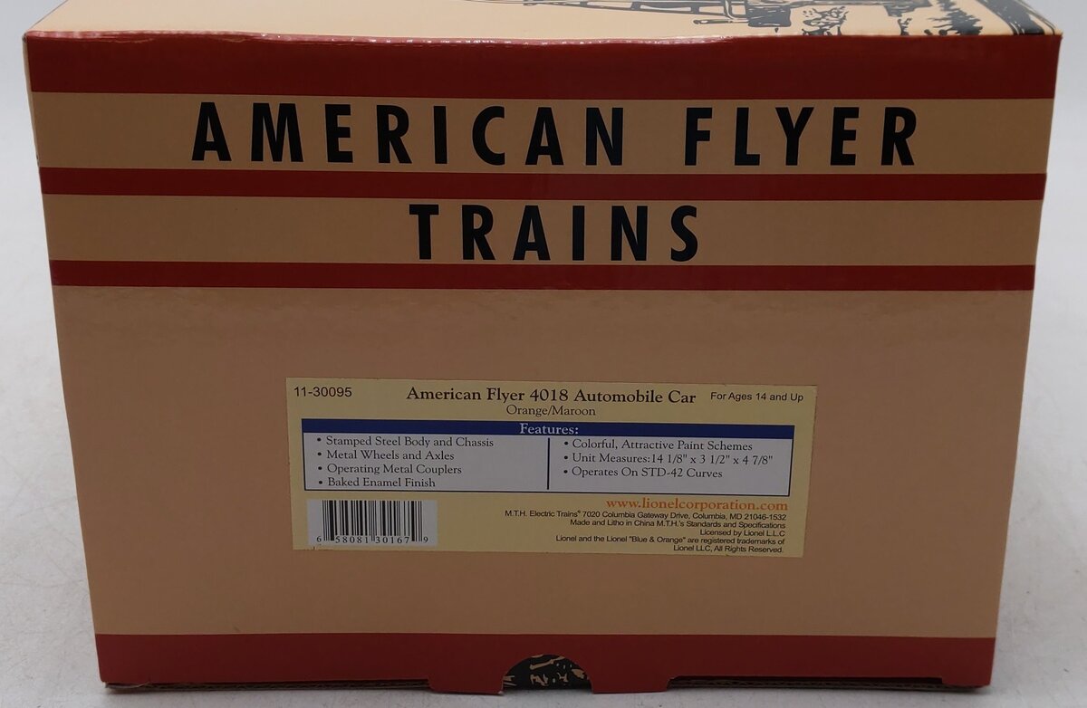 MTH 11-30095 Standard Gauge American Flyer 4018 Automobile Car LN/Box