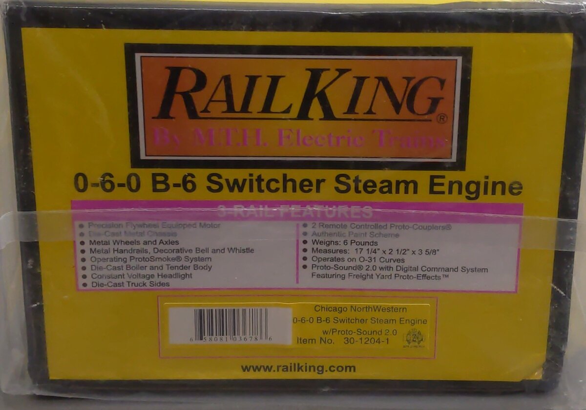 MTH 30-1204-1 CNW 0-6-0 B-6 Switcher Steam Locomotive & Tender #2159 w/PS2 NIB