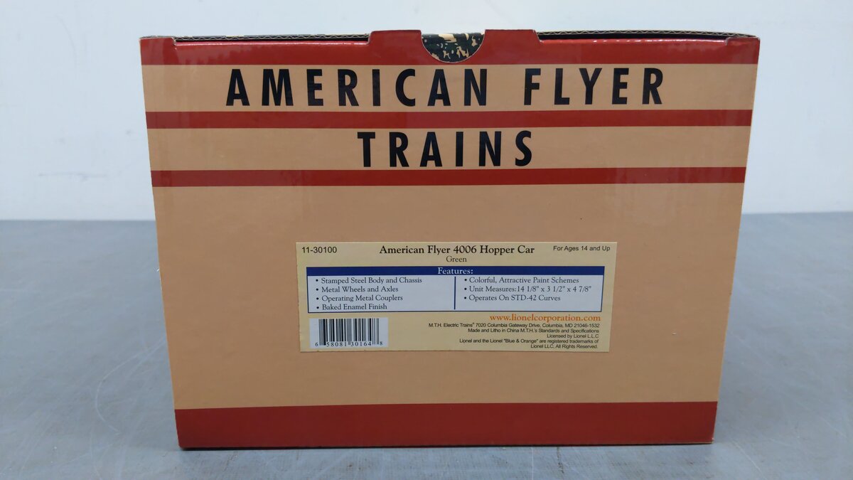 American Flyer 11-30100 Standard Gauge American Flyer Line Green Hopper Car EX/Box