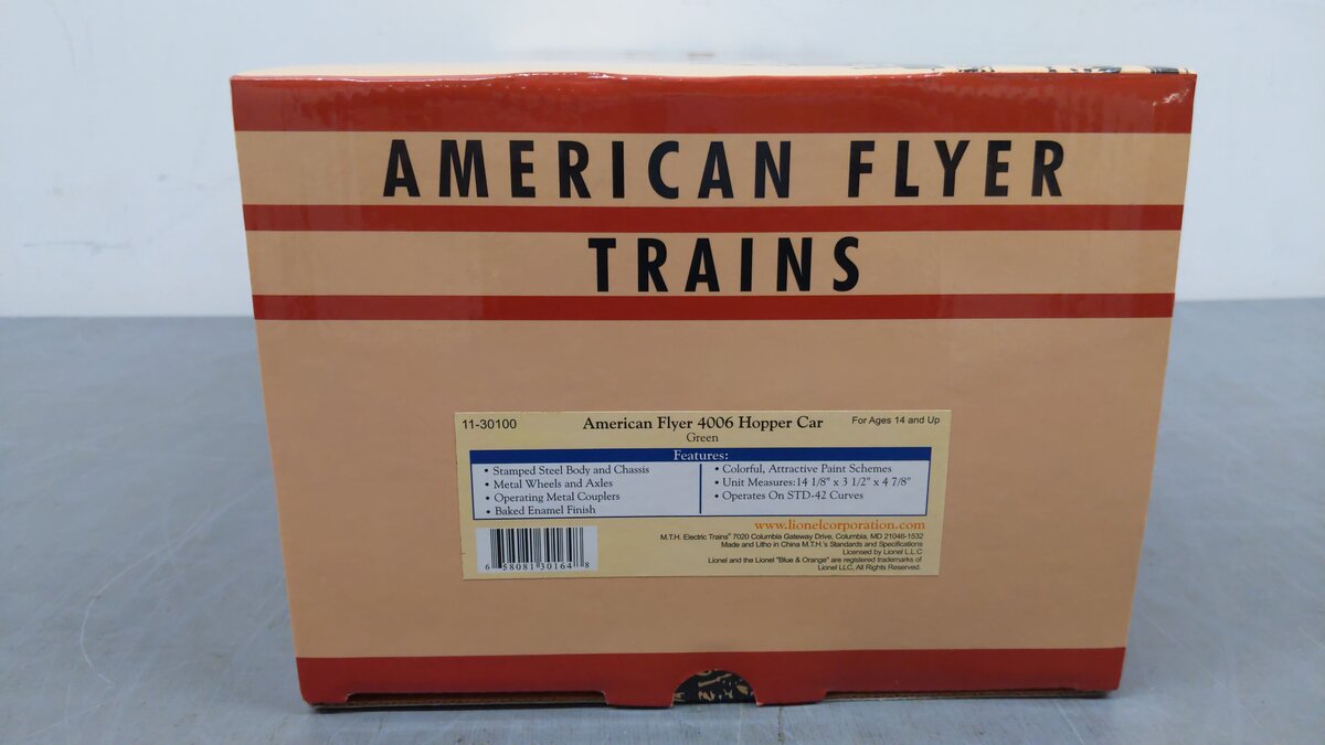 American Flyer 11-30100 Standard Gauge American Flyer Line Green Hopper Car EX/Box