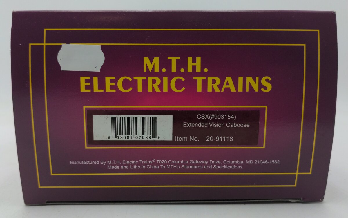 MTH 20-91118 Gauge CSX Extended Vision Caboose #903154 EX/Box