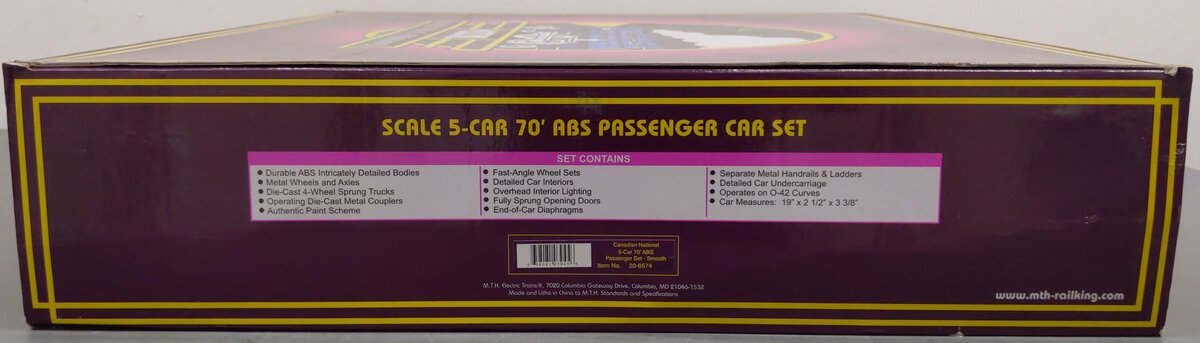 MTH 20-6574 O Canadian National 70' Streamlined Passenger Car Set (Set of 5) EX/Box