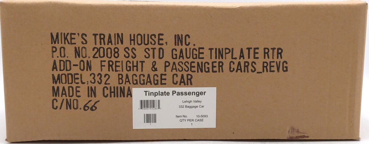 MTH 10-5093 Standard Gauge Lehigh Valley 330 Series Baggage Car LN/Box