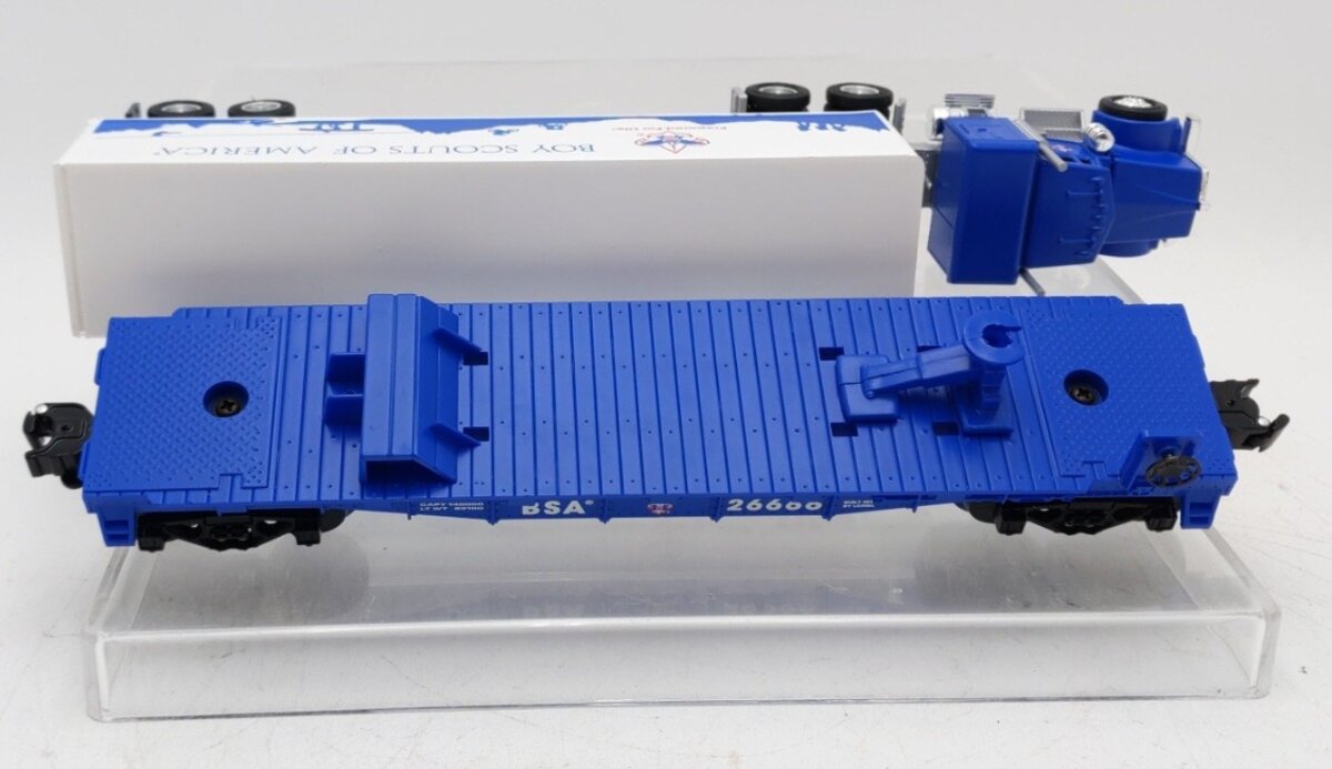 Lionel 6-26666 O Boy Scouts Of America® (BSA) Flatcar w/Tractor Trailer LN/Box