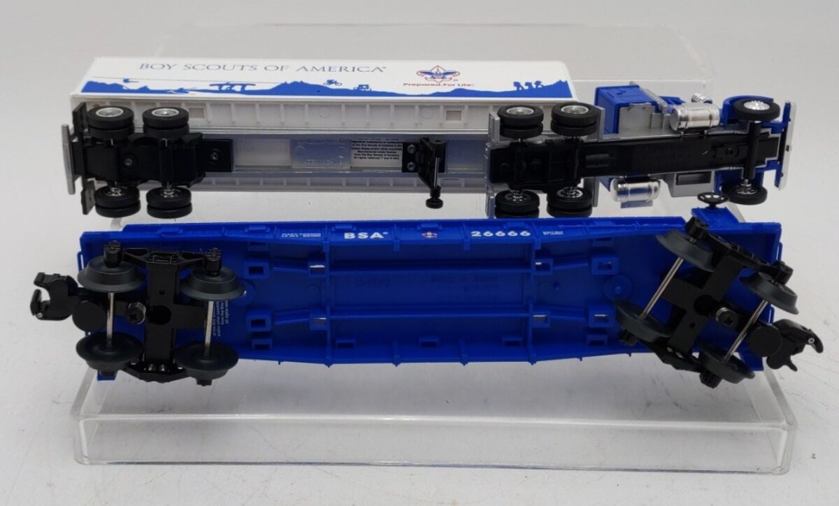 Lionel 6-26666 O Boy Scouts Of America® (BSA) Flatcar w/Tractor Trailer LN/Box
