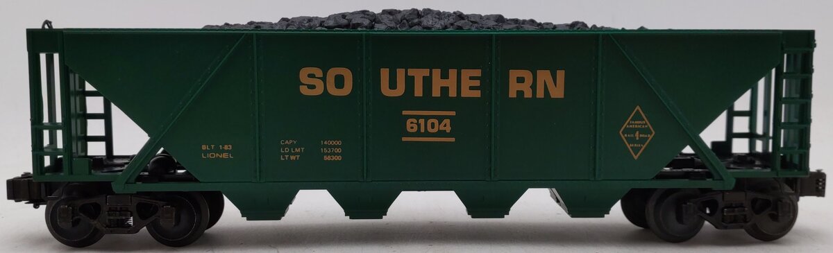 Lionel 6-6104 O Famous American Railroad Southern Hopper #6104 with Coal Load EX/Box