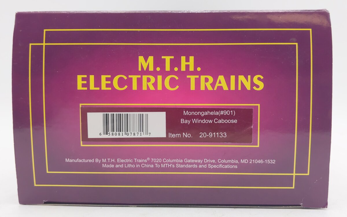 MTH 20-91133 O-Gauge Monongahela (MGA) Bay Window Caboose #901 LN/Box