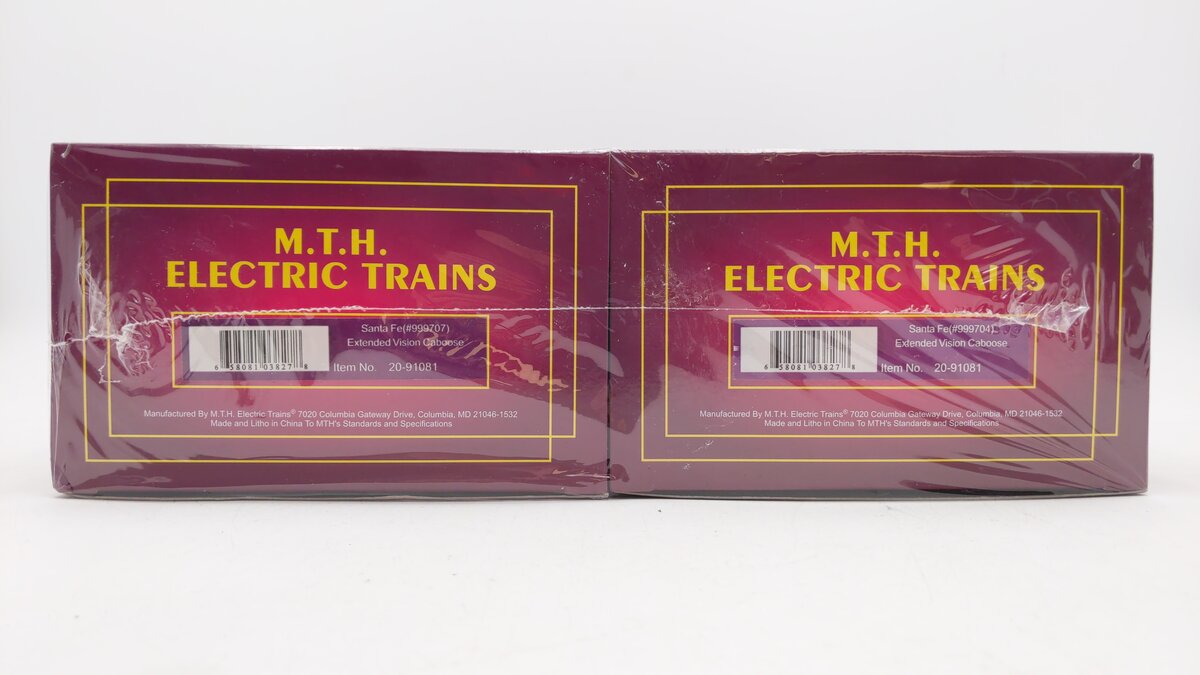 MTH 20-91081 O Gauge Santa Fe Extended Vision Caboose (2-Pack) MT/Box