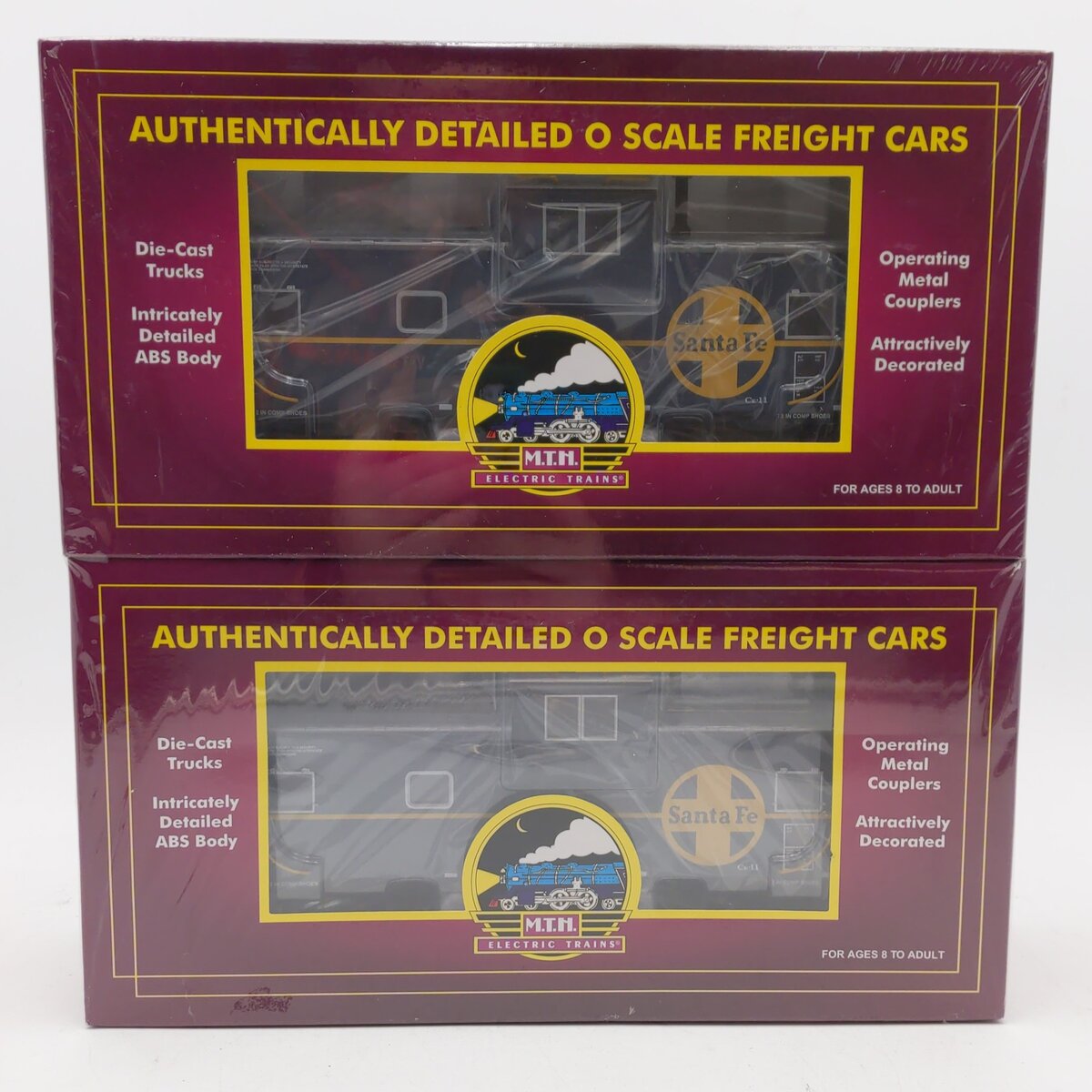 MTH 20-91081 O Gauge Santa Fe Extended Vision Caboose (2-Pack) MT/Box