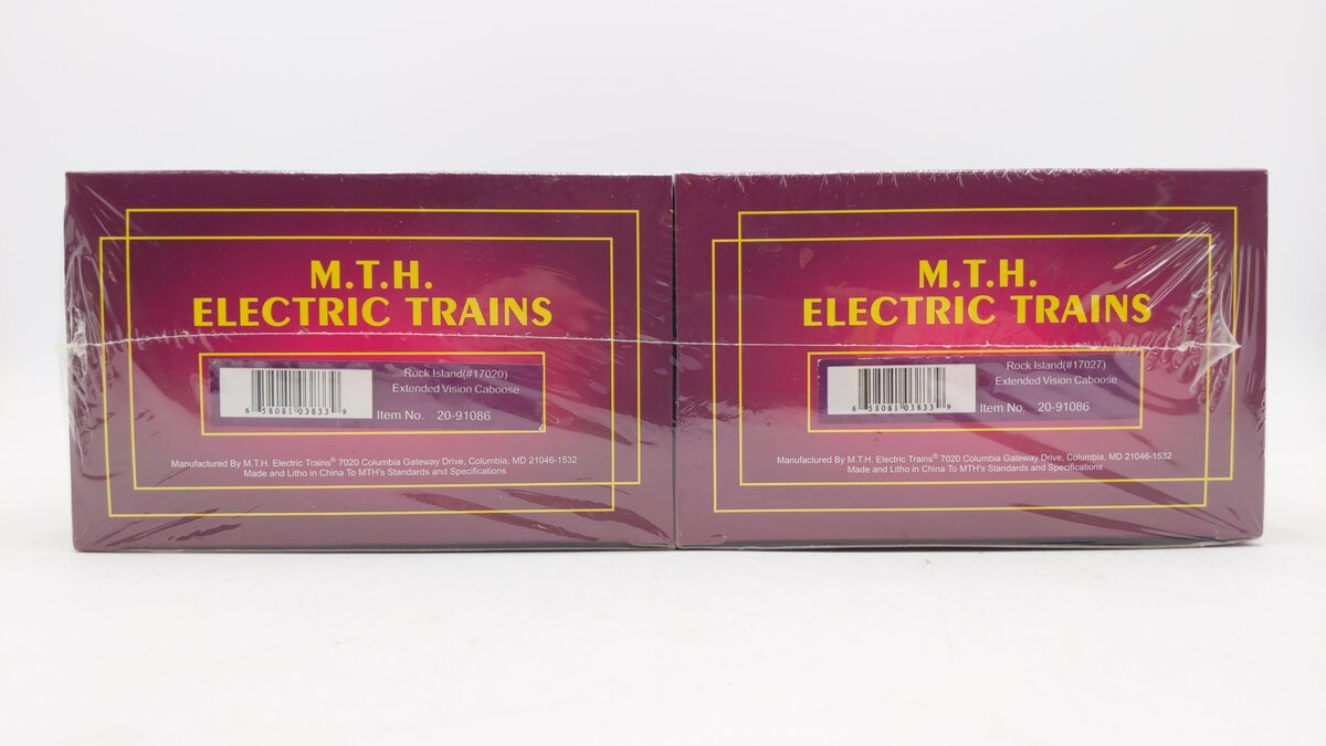 MTH 20-91086 O Gauge Rock Island Extended Vision Caboose (2-Pack) MT/Box