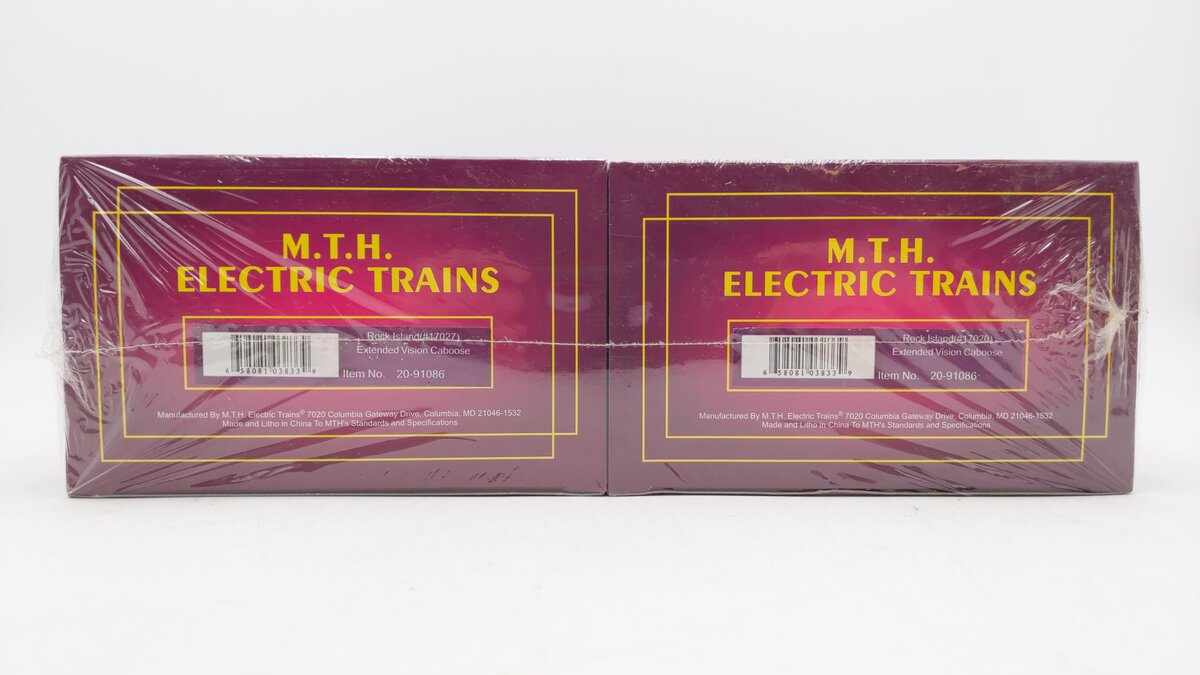MTH 20-91086 O Gauge Rock Island Extended Vision Caboose (2-Pack) MT/Box