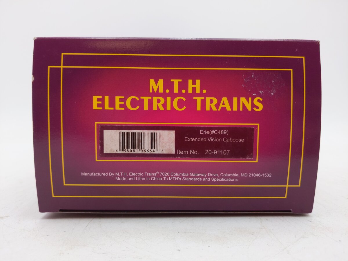MTH 20-91107 O Gauge Erie Extended Vision Caboose #C-489 LN/Box