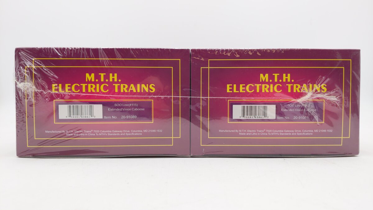 MTH 20-91089 O Gauge Extended Vision Caboose (2-Pack) MT/Box