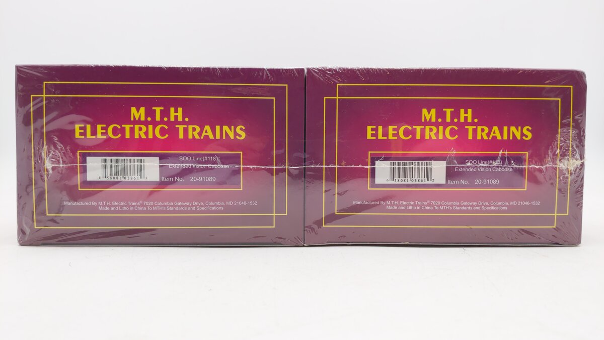MTH 20-91089 O Gauge Extended Vision Caboose (2-Pack) MT/Box