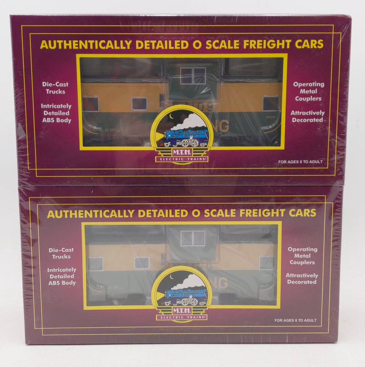 MTH 20-91083 O Gauge Reading Extended Vision Caboose (2-Pack) MT/Box