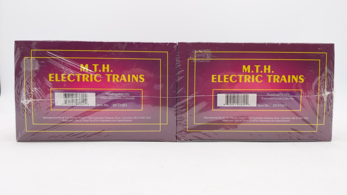 MTH 20-91083 O Gauge Reading Extended Vision Caboose (2-Pack) MT/Box