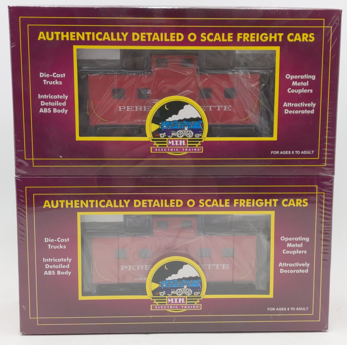 MTH O Gauge 20-91085 Pere Marquette Center Cupola Steel Caboose (2 Pack) MT/Box