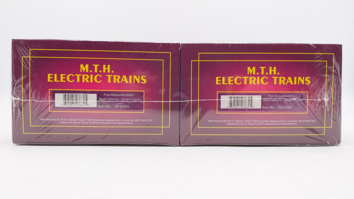 MTH O Gauge 20-91085 Pere Marquette Center Cupola Steel Caboose (2 Pack) MT/Box
