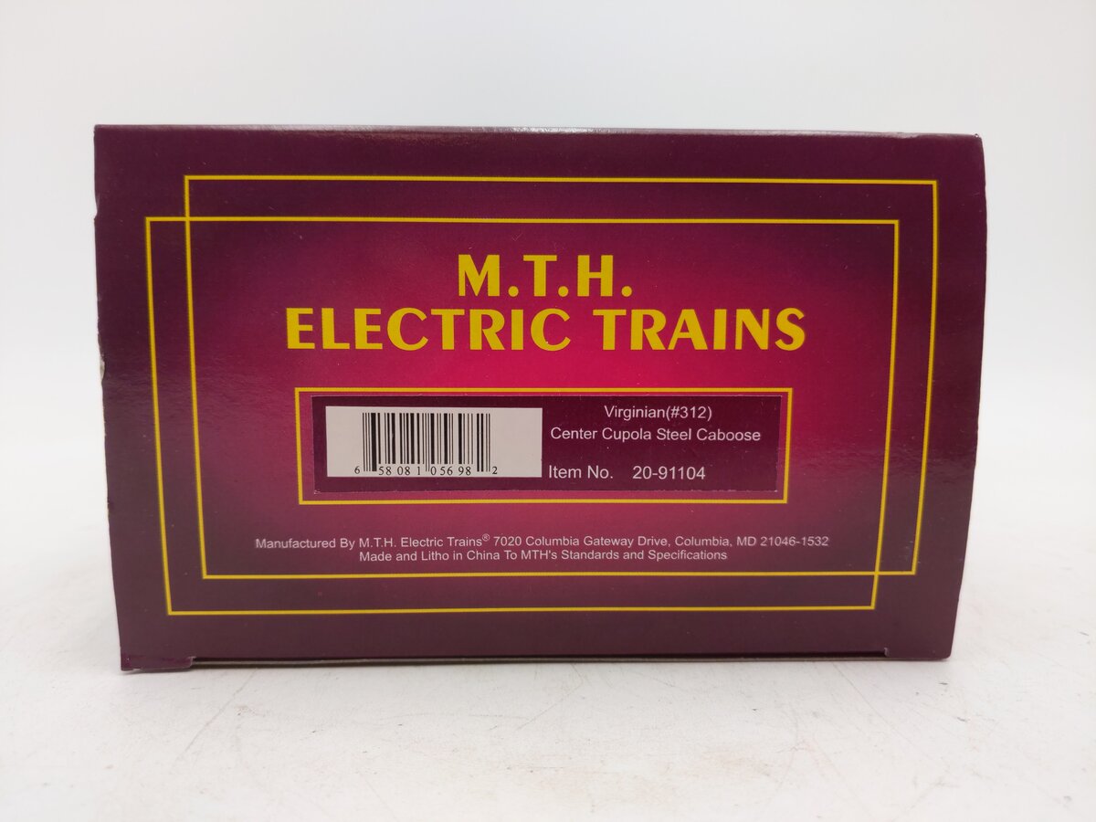 MTH 20-91104 O Gauge Virginian Center Cupola Steel Caboose #312 EX/Box
