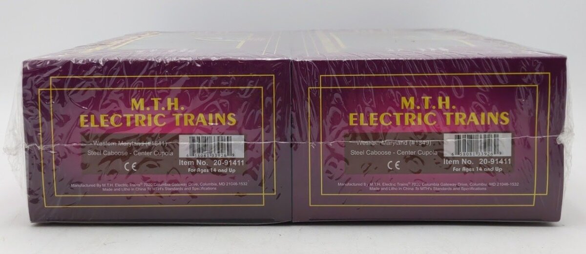 MTH 20-91411 O Gauge Western Maryland Center Cupola Steel Caboose (Pack of 2) MT/Box