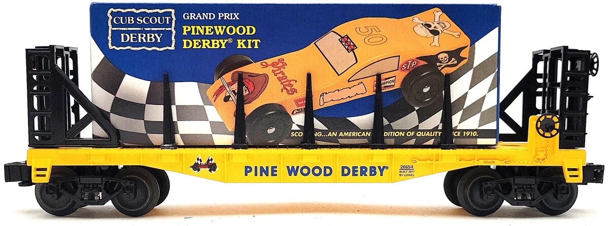 Lionel 6-26654 O Boy Scouts Of America® (BSA) Flatcar w/Pinewood Derby Kit Load LN/Box
