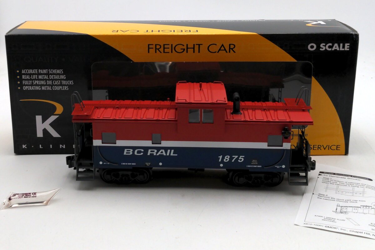 K-Line K613-8012 BC Rail Extended Vision Lighted Caboose NIB