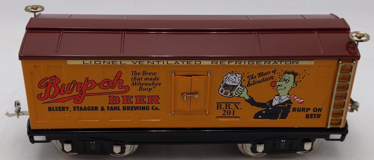 MTH 11-30109 Standard Gauge Burp Oh Beer 214R Refrigerator Car #201 LN/Box