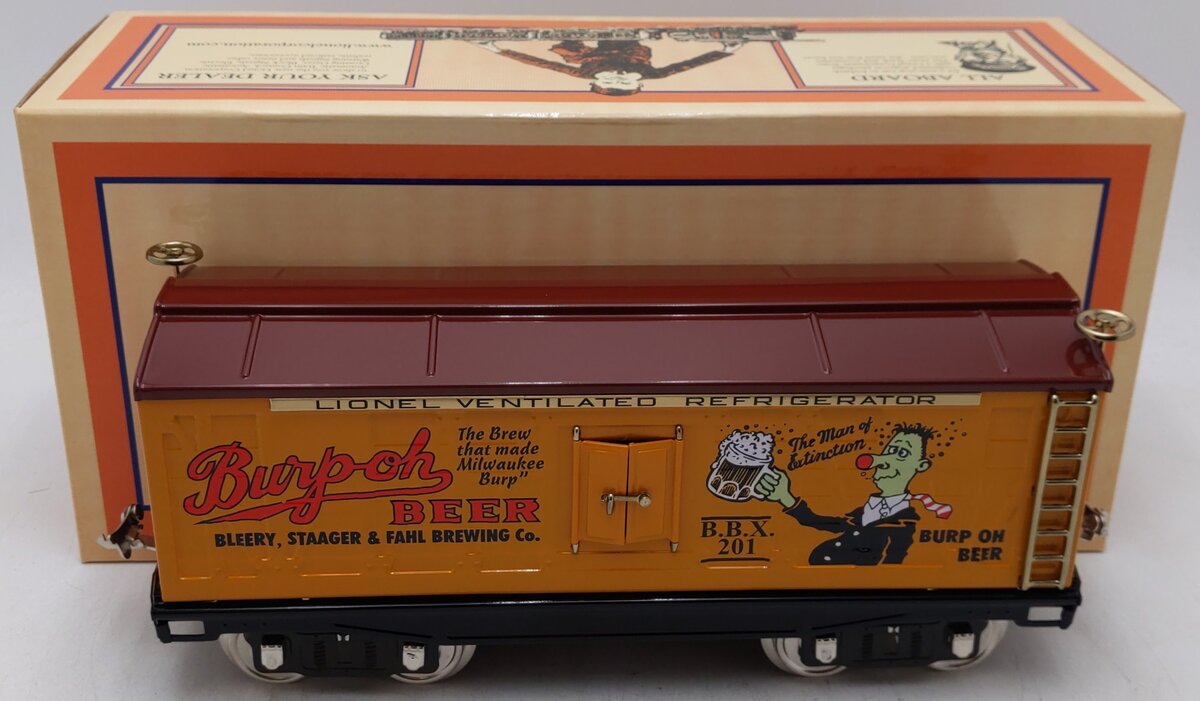 MTH 11-30109 Standard Gauge Burp Oh Beer 214R Refrigerator Car #201 LN/Box