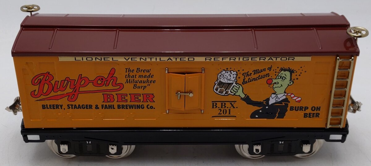 MTH 11-30109 Standard Gauge Burp Oh Beer 214R Refrigerator Car #201 LN/Box