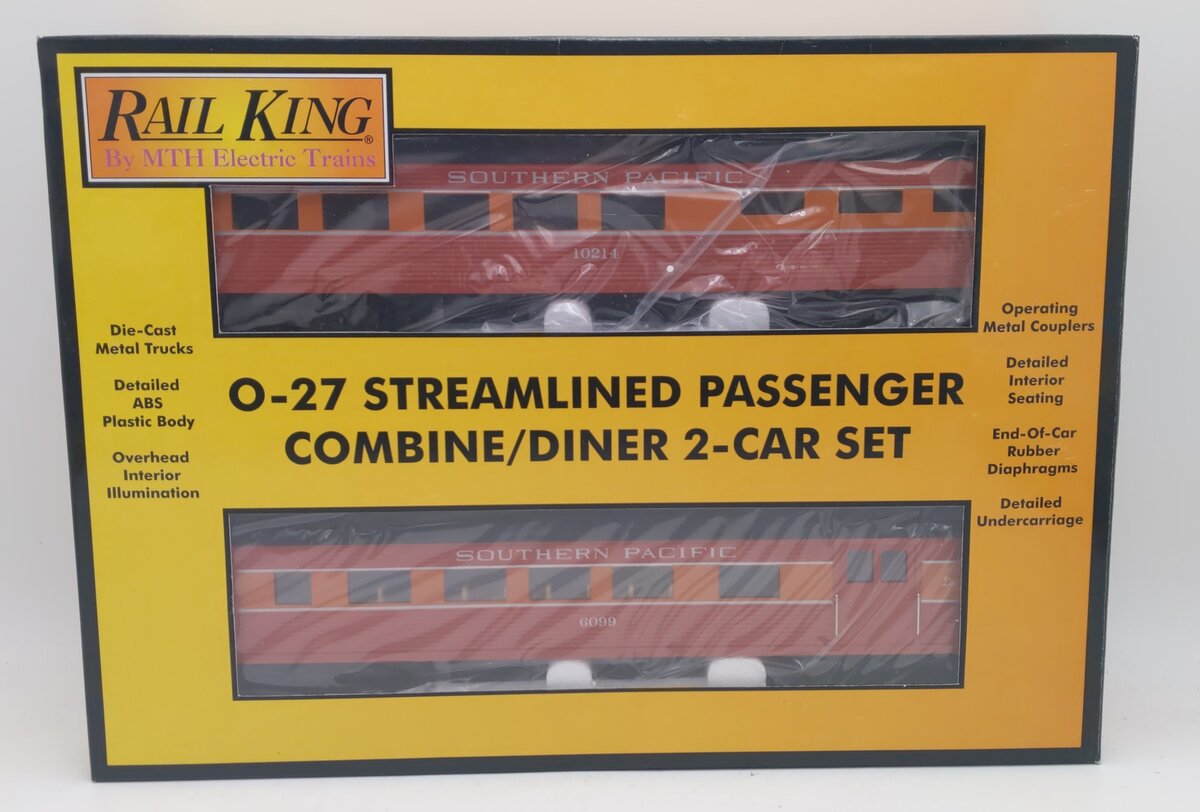 MTH 30-6063 O Southern Pacific O-27 Streamlined Combo/Diner Set (Set of 2) LN/Box