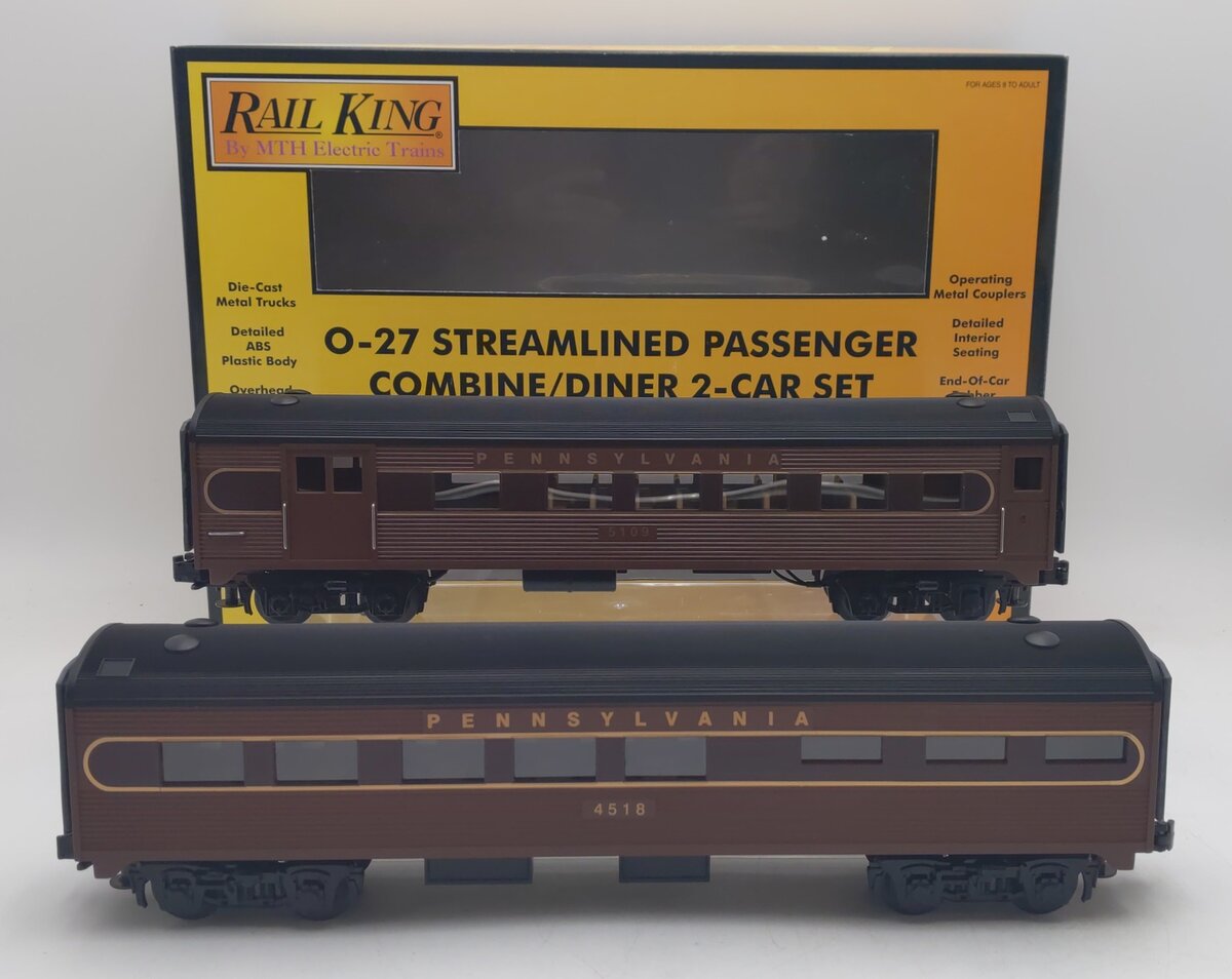 MTH 30-6106 O Gauge Pennsylvania Streamlined Combine/Diner Set NIB
